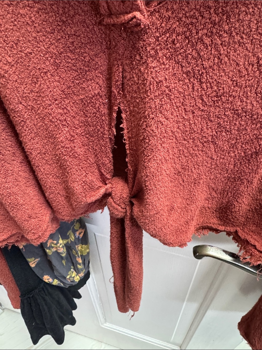 Free People Distressed Tie-Front Ribbed Top - Rust - Picture 4 of 6